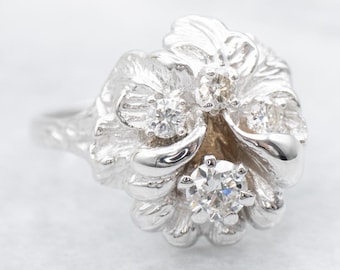 Bague De Fiançailles Vintage Or Blanc 14 Carats, Pierre Émeraude Taille Émeraude, 4.20 Ct, Argent Sterling 925