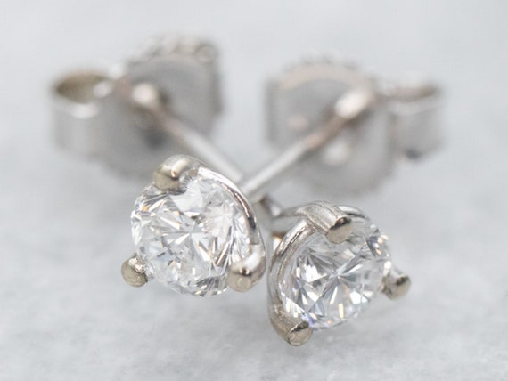 White Gold Diamond Stud Earrings, White Gold Stud… - image 2