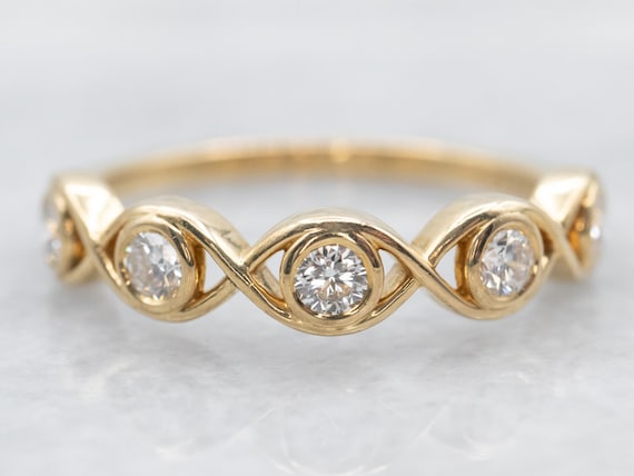 Yellow Gold Five Stone Diamond Band, Yellow Gold … - image 1