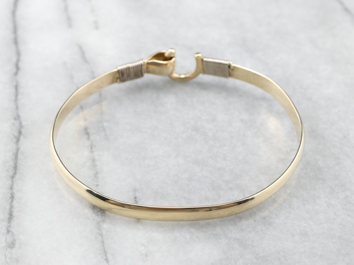 14K Gold Hook Bracelet St Croix Hook Bracelet Two Tone Gold Etsy