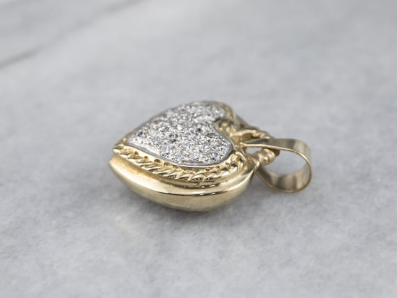 Diamond Heart Pendant, Two Tone Gold Diamond Pend… - image 4
