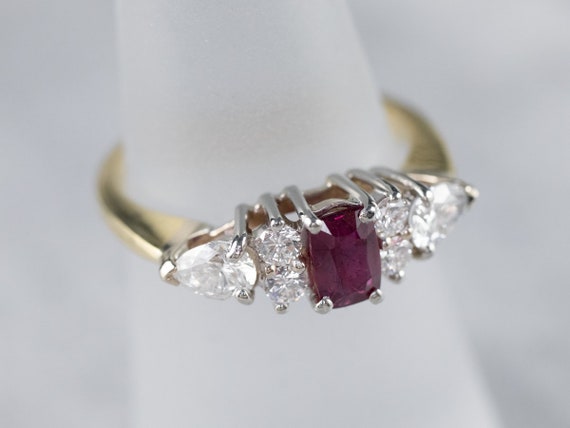 Ruby Diamond Engagement Ring, Ruby 18K Gold Ring,… - image 7