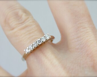 Classic Six Diamond Wedding Band in White Gold UV9239-N - Etsy