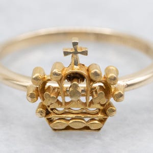 Vintage Gelbgold Königliche Kronenring, Kronenschmuck, Stapelring, einzigartiger Goldring, Goldkrone A56871