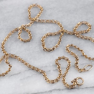 Woven Double Rolo Link Chain, Fancy Chain, 14K Gold Chain, Layering Chain, Pendant Chain, Unisex Chain, Estate Jewelry, 22 Inch Chain A1484