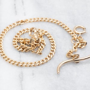 Antique T-Bar Watch Chain, Yellow Gold Pocket Watch Chain, 15 Inch Chain, Pocket Watch Chain, Watch Accessories, Statement Chain A40941