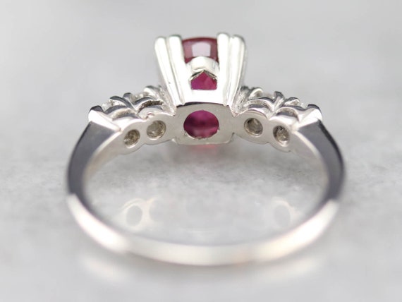 Platinum Ruby and Diamond Ring, Retro Anniversary… - image 5