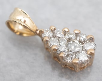 Pingente em ouro amarelo 14K com conjunto de diamantes, joia para aniversário.