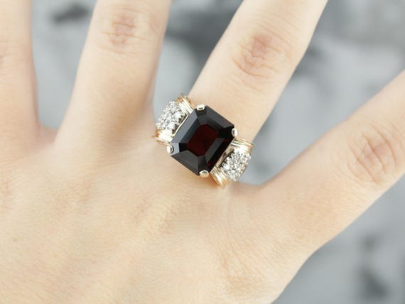 Bold Garnet Diamond Cocktail Statement Ring 0LAZ6… - image 4