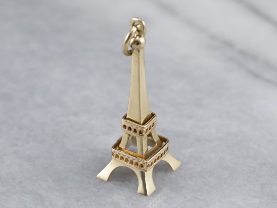 14k Gelbgold Eiffelturm 3D Anhänger / Charm, Made In USA