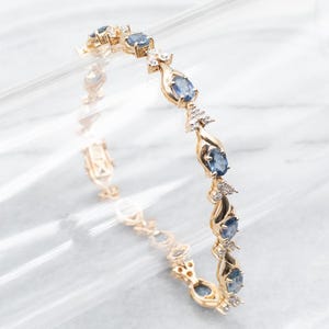 Sapphire and Diamond Tennis Bracelet, Yellow Gold Bracelet, Sapphire and Diamond, Sapphire Bracelet, Tennis Bracelet, Bracelet A41067