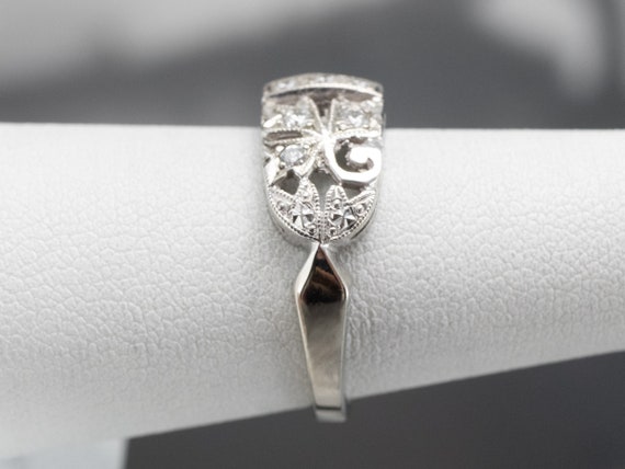 Retro Era Botanical Diamond Ring, White Gold Diam… - image 9