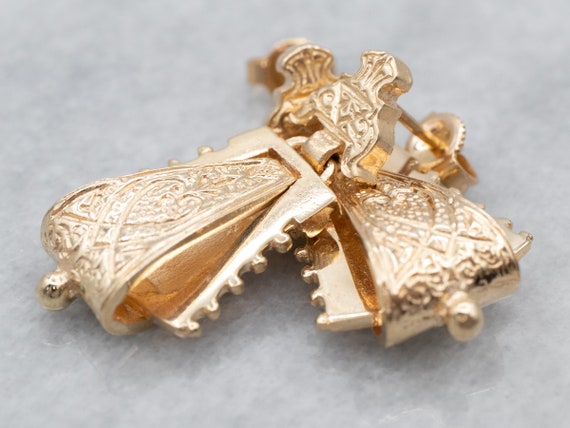 Victorian Revival Gold Drop Earrings, Door Knocke… - image 1