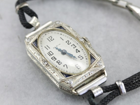 Art Deco Elgin Wrist Watch, Vintage Diamond Watch… - image 2