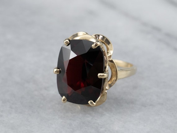 10K Yellow Gold Garnet Cocktail Ring, Statement J… - image 1