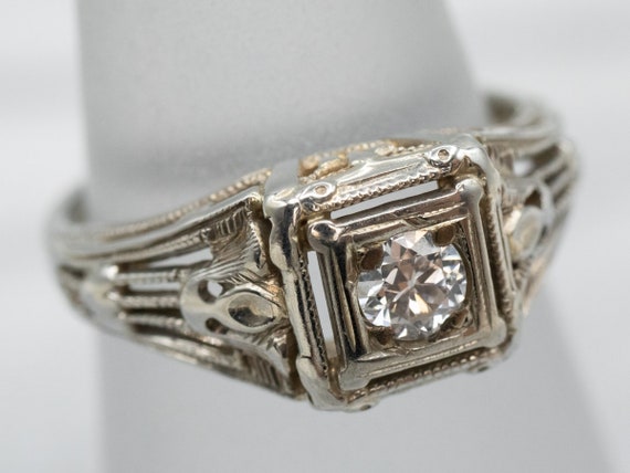 Antique Diamond Engagement Ring, Art Deco Diamond… - image 3