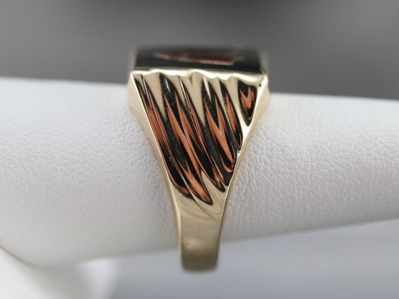 Onyx and Enamel "A" Initial Ring, Yellow Gold Sta… - image 9