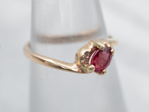 14K Yellow Gold Ruby Bypass Ring, Diamond Accents… - image 3