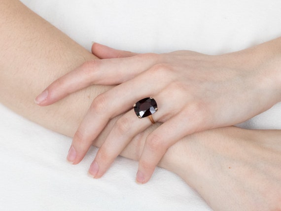 Vintage Garnet Cocktail Ring, 14K Gold Garnet Rin… - image 10