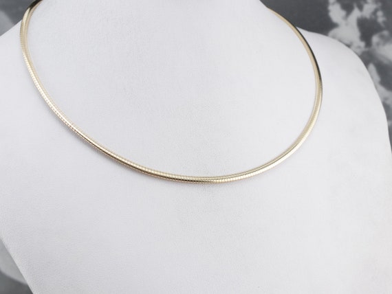 Gold Omega Chain Necklace, Flat Chain, Choker Nec… - image 9