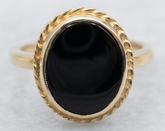 Mid Century Black Onyx Ring, Mid Century Jewelry, Mid Century Ring, Black Onyx, Black Onyx Ring, Gold Onyx Ring, Right Hand Ring A42708