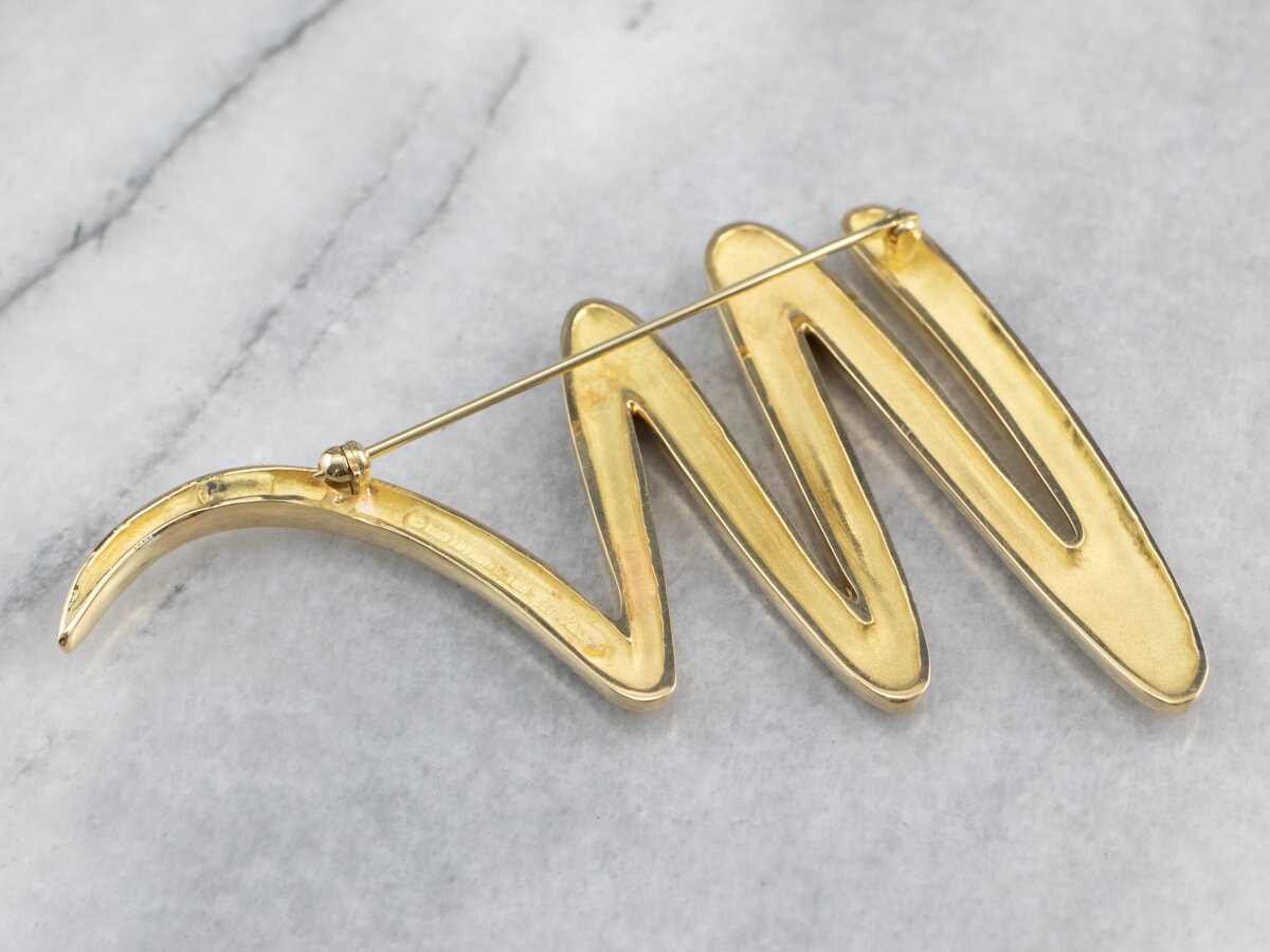 Chapado en Laton ゴールドコンビ　Picaso Paloma Tiffany & Co Paloma Picasso Zig Zag Pin, Large Scribble Pin