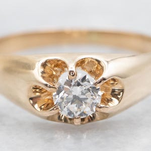 Antique Diamond Solitaire Ring, Old European Cut Diamond Ring, April Birthstone, Diamond Belcher Ring, Antique Engagement A46865