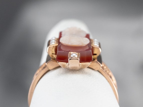 Victorian Sardonyx Cameo Ring, Antique Rose Gold … - image 8