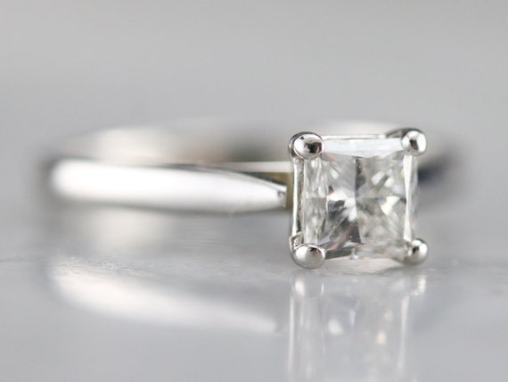 GIA Certified Diamond Solitaire Ring, Princess Cu… - image 2