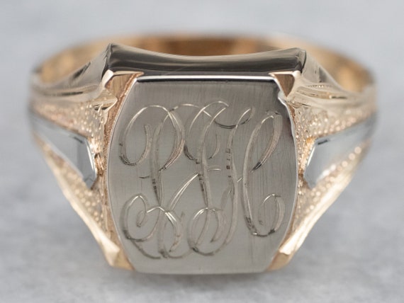 Vintage "PJH" Signet Ring, Unisex Signet Ring, "P… - image 2