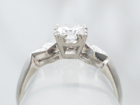 Retro Era Floral Diamond Engagement Ring, Platinu… - image 4