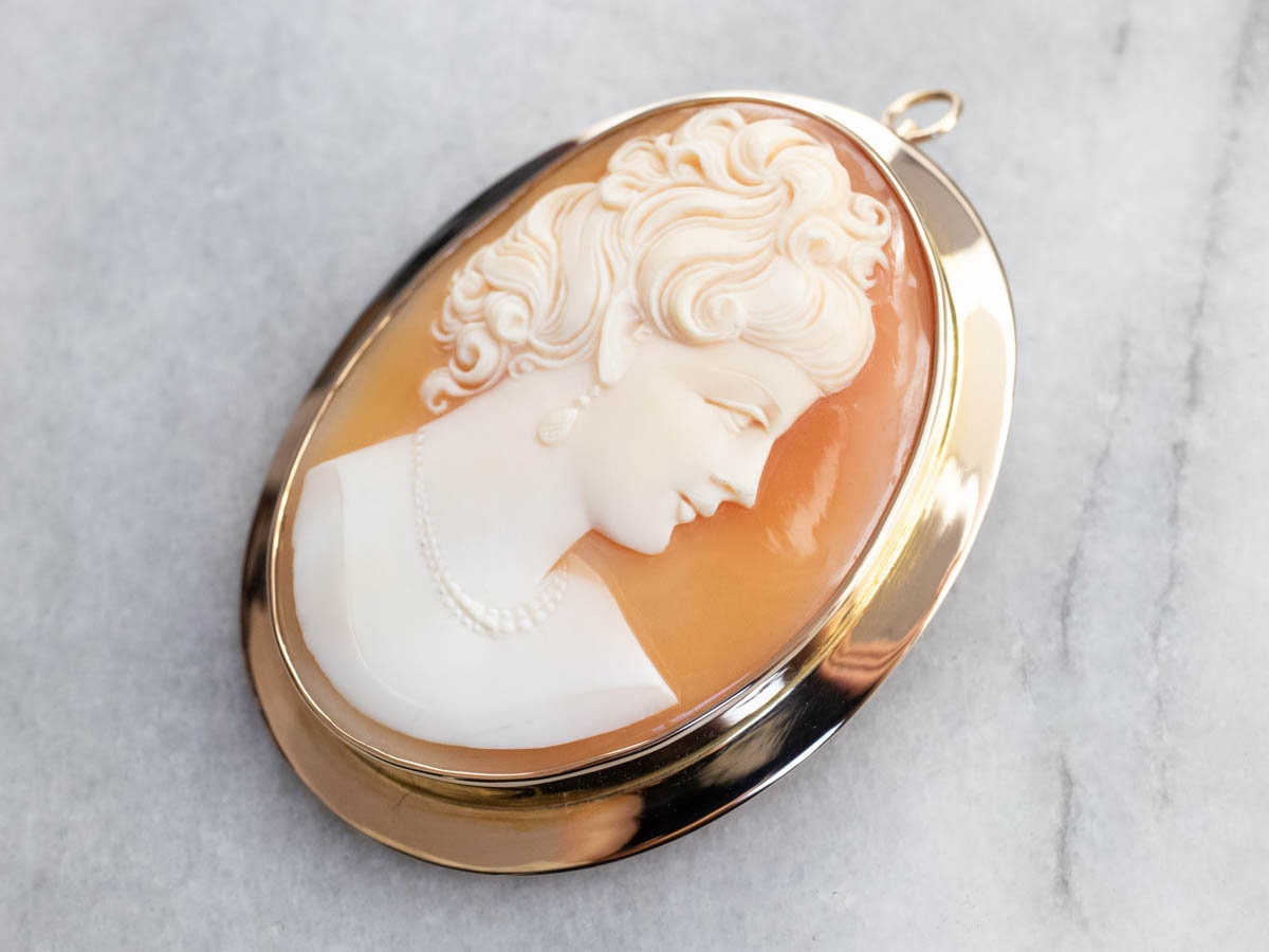 Estate & Vintage Lady's vintage cameo brooch that can also be worn as a  pendant, necklace VJ1044 - Susan Eisen Fine Jewelry & Watches