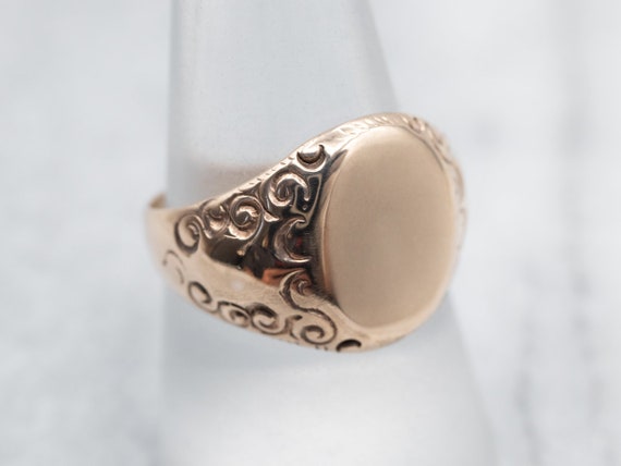 Antique Rose Gold Signet Ring, Victorian Signet R… - image 3