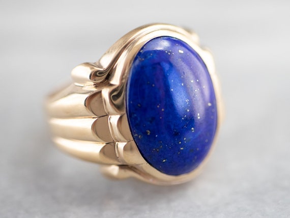 Vintage Lapis Statement Ring, Lapis Lazuli Ring, … - image 1