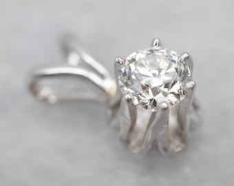 14K White Gold Diamond Solitaire Pendant, .19 Carat