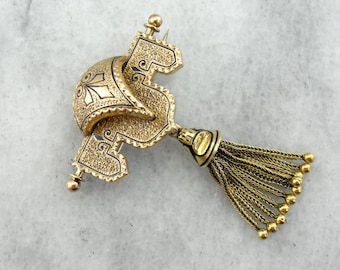 Antieke Victoriaanse broche met kwastjes
