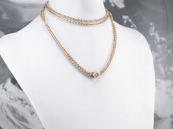 Victorian Gold Slide Chain, Antique Lariat Neckla… - image 10