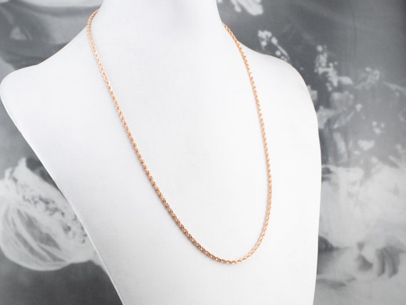 14K Rose Gold Rope Chain, Twisted Chain, Layering… - image 5