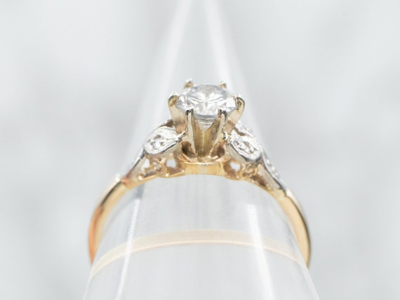 Retro Era Diamond Engagement Ring, Two Tone Gold … - image 3