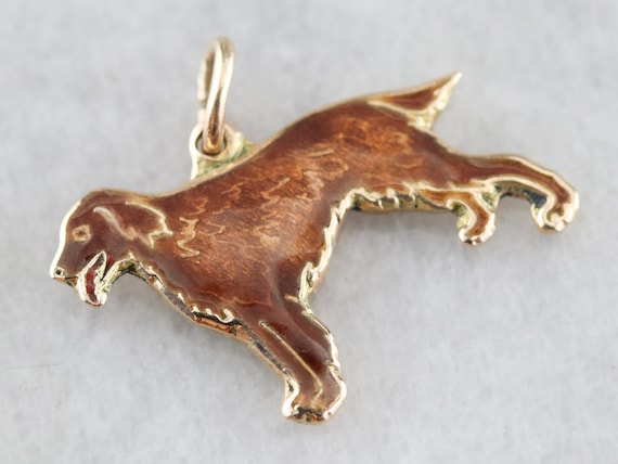 Vintage Golden Retriever Charm, Yellow Gold Dog Ch