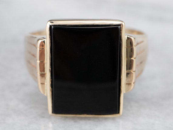 Classic Vintage Black Onyx Statement Ring, Men's … - image 2