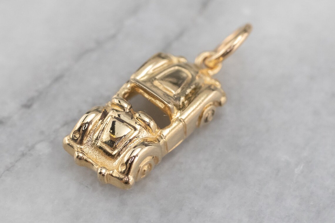 14K Gold Sports Car Charm Convertible Charm Car Lover Gift Etsy