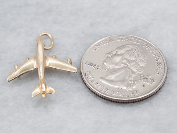 Vintage Yellow Gold Airplane Charm, Airplane Pend… - image 7