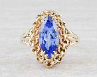 Tanzanite Statement Ring: Azure Marquise Cut Tanzanite in Ladies Cocktail Ring 4TQKME - D