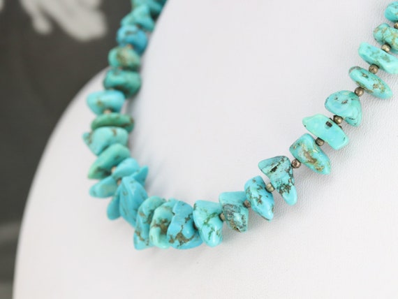 Turquoise Nugget Beaded Necklace, Beaded Turquois… - image 5