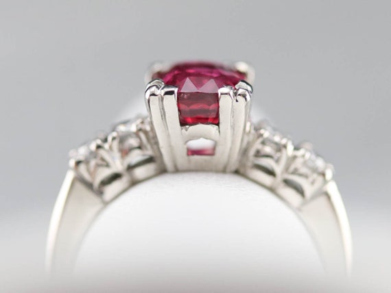 Platinum Ruby and Diamond Ring, Retro Anniversary… - image 8