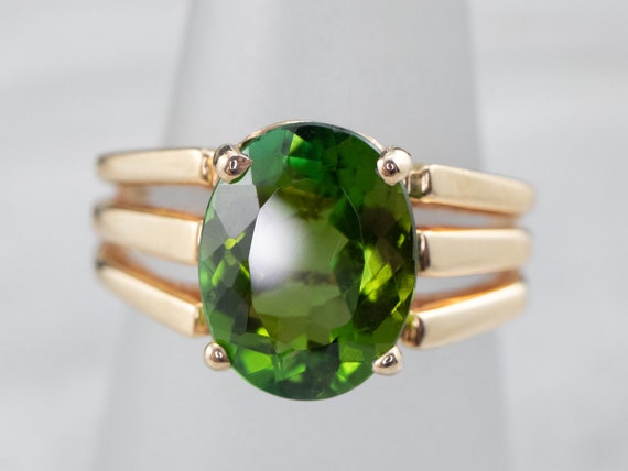 Vintage Green Tourmaline Ring, Green Tourmaline S… - image 7