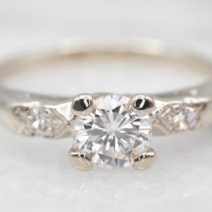 Retro Diamond Engagement Ring, Vintage Diamond Ring, Three Stone Diamond Ring, White Gold Diamond Ring, Classic Diamond Engagement A26977