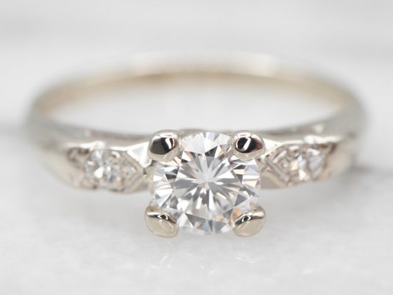 Retro Diamond Engagement Ring, Vintage Diamond Ri… - image 1