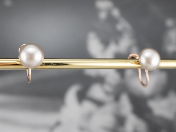 Vintage Faux Pearl Earrings, Screw Back Pearl Ear… - image 9